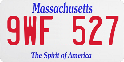 MA license plate 9WF527