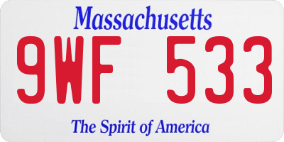 MA license plate 9WF533