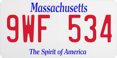 MA license plate 9WF534