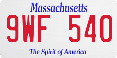 MA license plate 9WF540