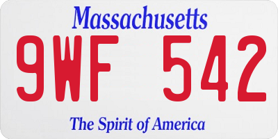 MA license plate 9WF542