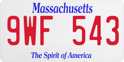 MA license plate 9WF543
