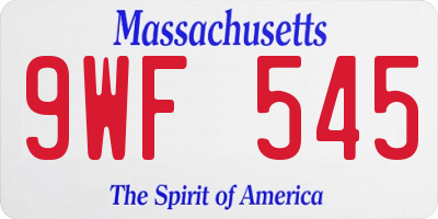 MA license plate 9WF545