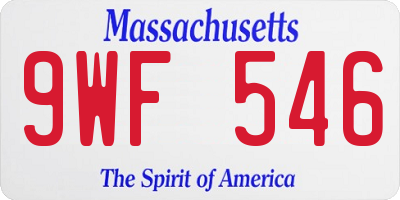 MA license plate 9WF546