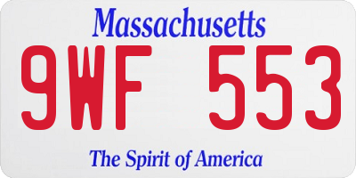 MA license plate 9WF553