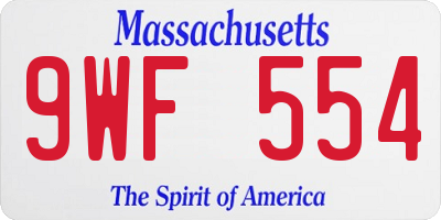 MA license plate 9WF554