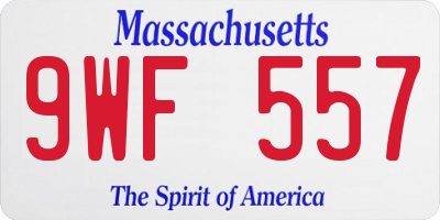 MA license plate 9WF557