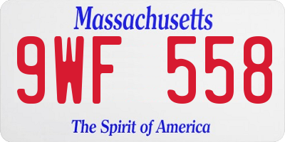 MA license plate 9WF558