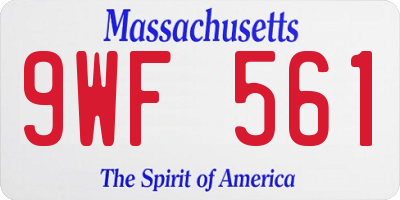 MA license plate 9WF561