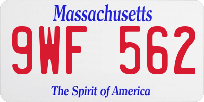 MA license plate 9WF562