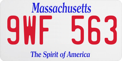 MA license plate 9WF563