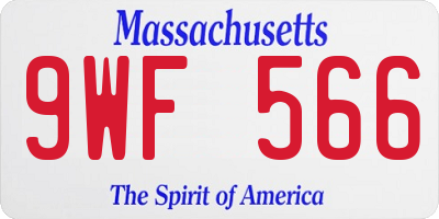 MA license plate 9WF566
