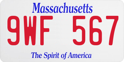 MA license plate 9WF567