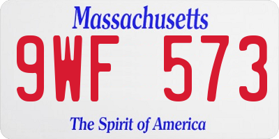 MA license plate 9WF573