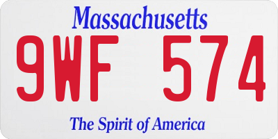 MA license plate 9WF574