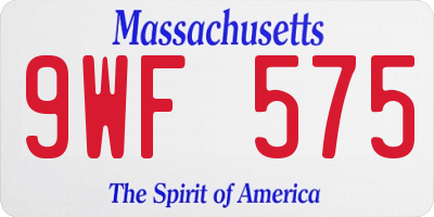 MA license plate 9WF575