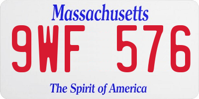 MA license plate 9WF576
