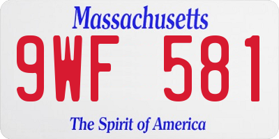 MA license plate 9WF581