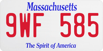 MA license plate 9WF585