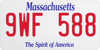 MA license plate 9WF588