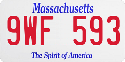 MA license plate 9WF593