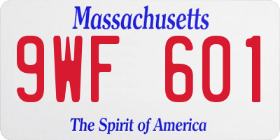 MA license plate 9WF601