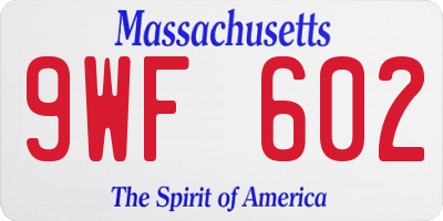 MA license plate 9WF602