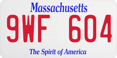 MA license plate 9WF604