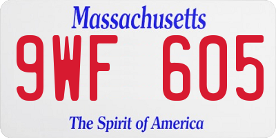MA license plate 9WF605