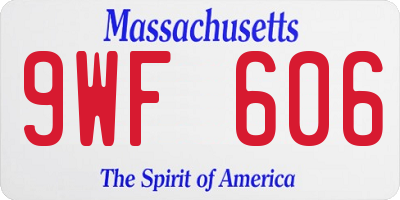 MA license plate 9WF606