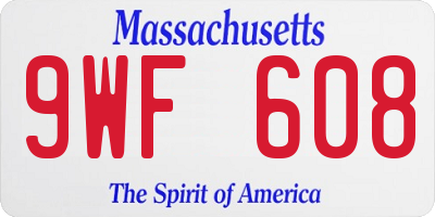 MA license plate 9WF608
