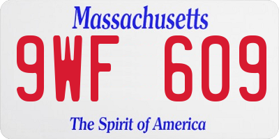 MA license plate 9WF609