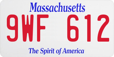 MA license plate 9WF612