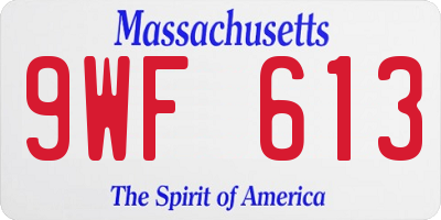 MA license plate 9WF613