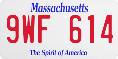 MA license plate 9WF614