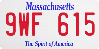 MA license plate 9WF615