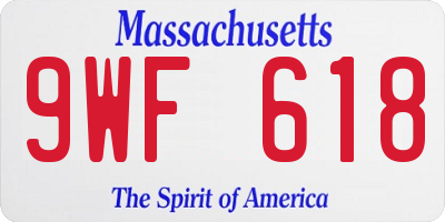 MA license plate 9WF618