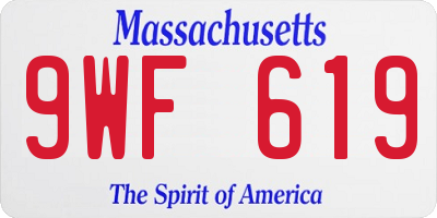 MA license plate 9WF619