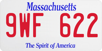 MA license plate 9WF622