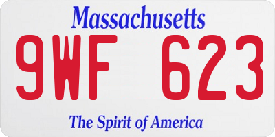 MA license plate 9WF623