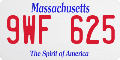 MA license plate 9WF625