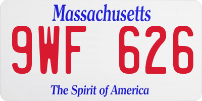 MA license plate 9WF626