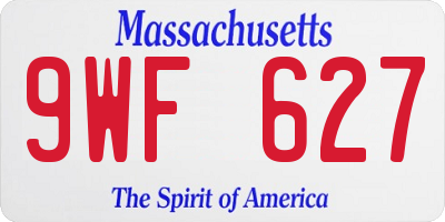 MA license plate 9WF627