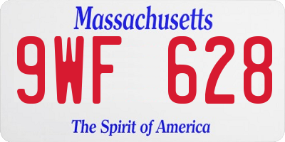 MA license plate 9WF628