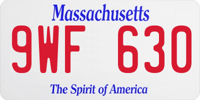 MA license plate 9WF630