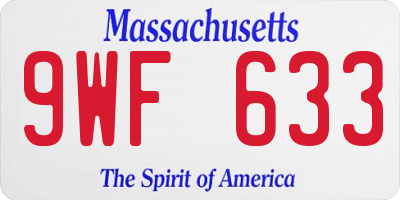 MA license plate 9WF633