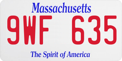 MA license plate 9WF635