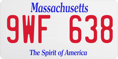 MA license plate 9WF638