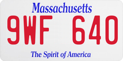 MA license plate 9WF640
