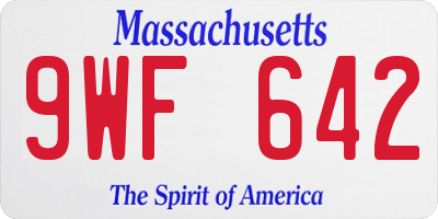 MA license plate 9WF642